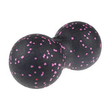 two black and pink polka doted balls
