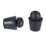 a pair of black plastic knobs