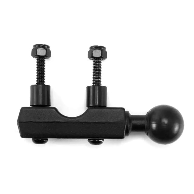 a pair of black metal ball and screws