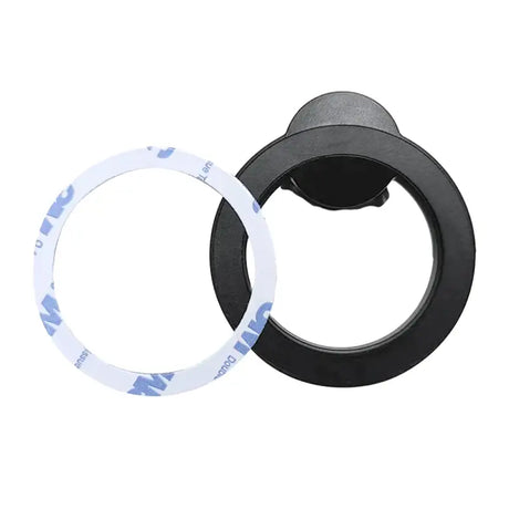 A pair of black and white plastic rings