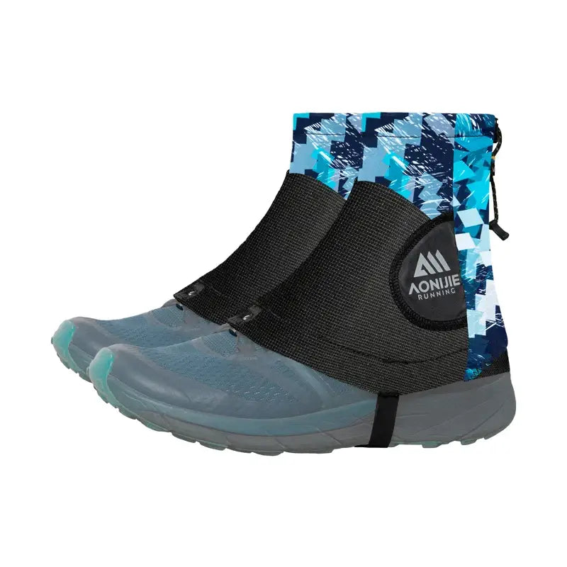 a pair of blue and black snow boots