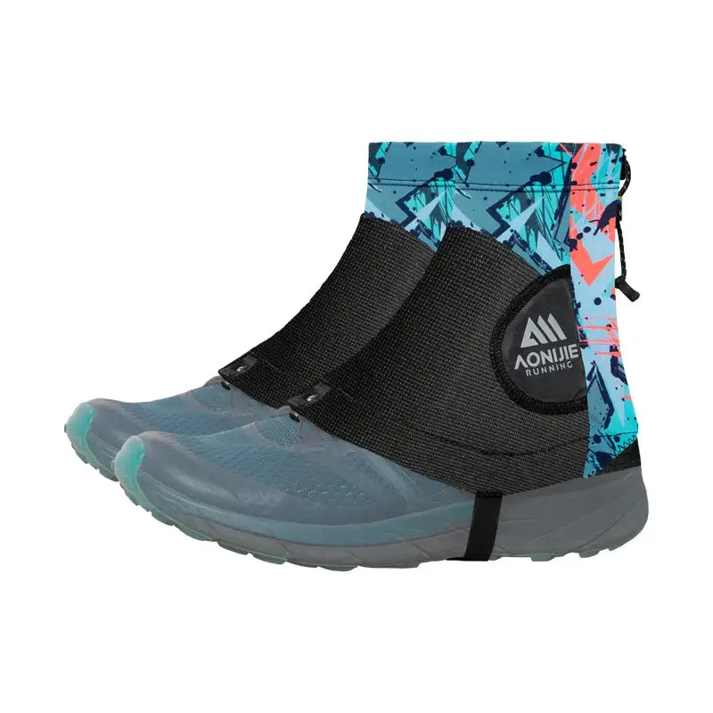 a pair of blue and black water shoes