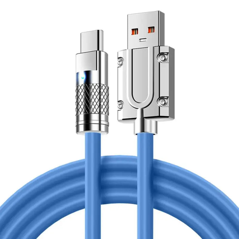 a pair of blue cables