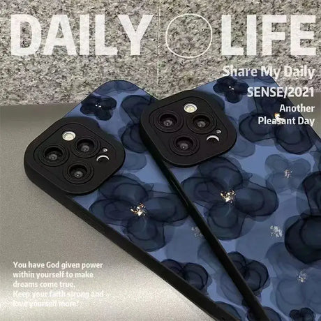 A pair of blue camouflage camouflage iphone cases