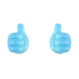 a pair of blue thumbs on a white background