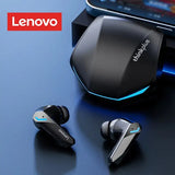 a pair of bluetooth earphones with a smartphone in the background