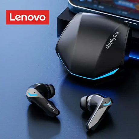 a pair of bluetooth earphones with a smartphone in the background