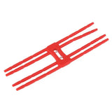a pair of red plastic cable ties