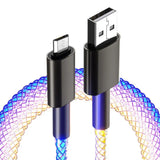 a usb cable with a blue and yellow braid