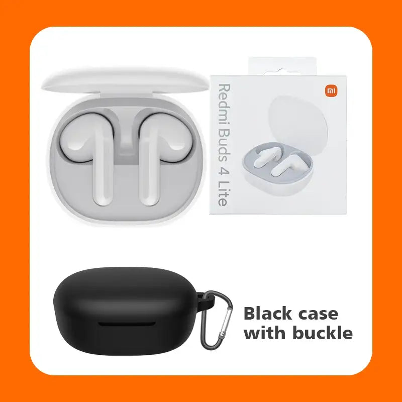 a pair of earphones with a black case