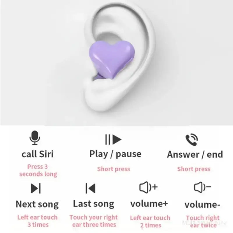 a pair of earphones with a purple heart