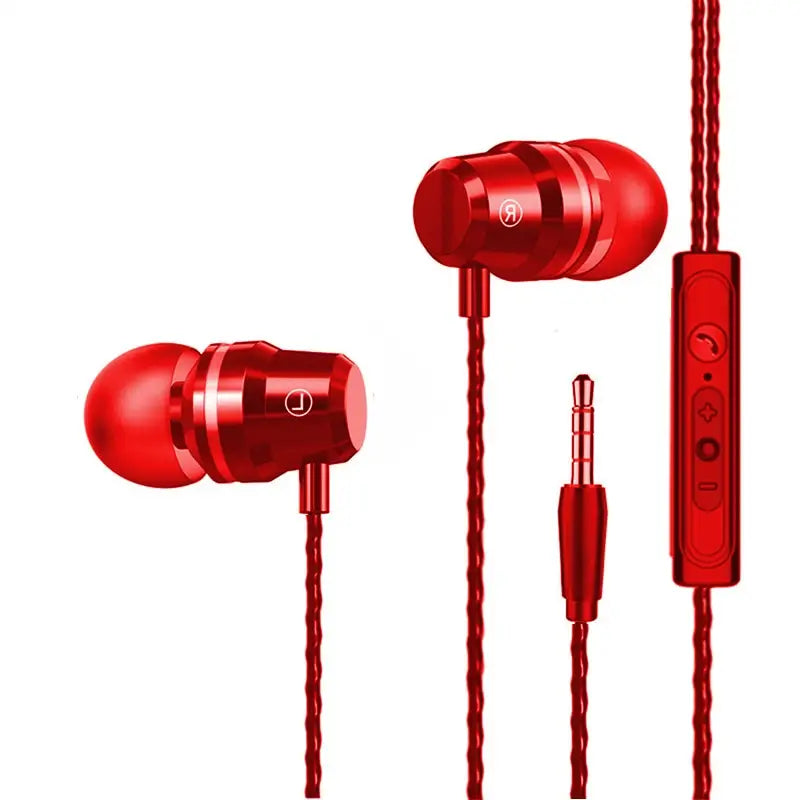 the red earphones are made from metal and are available in various colors
