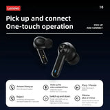 a pair of earphones with the text pick up and connect one touch operation