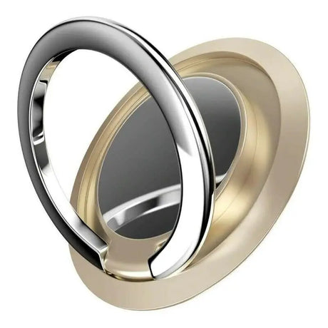 a pair of gold and silver wedding rings