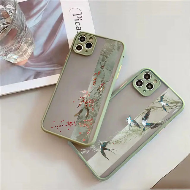 a phone case with a bird design on it