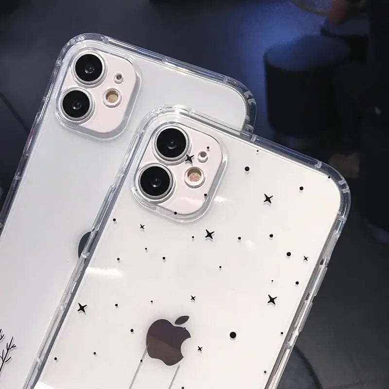 a pair of iphone cases with a black and white pattern