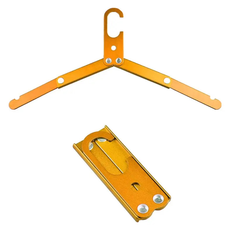 a pair of orange metal brackets