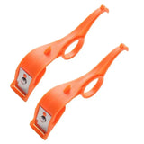 pair of orange plastic scissors with a metal handle