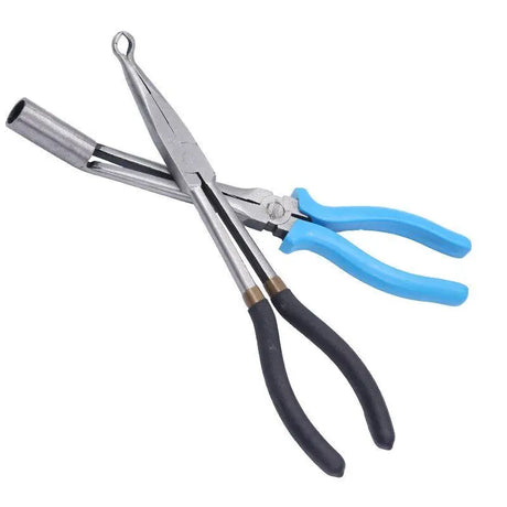 a pair of pliers with blue handles
