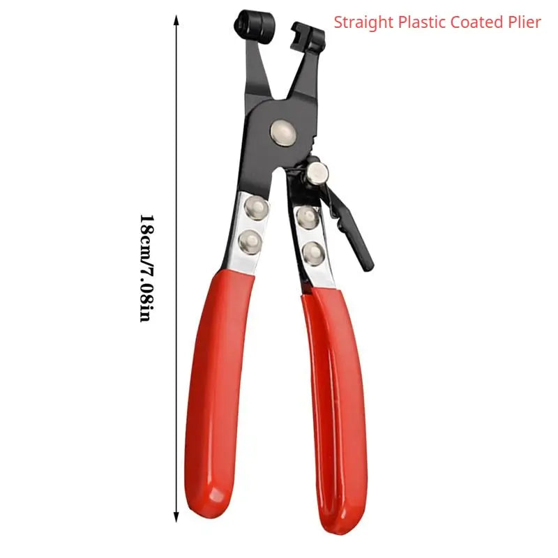 a pair of pliers with a red handle