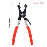 a pair of pliers with a red handle