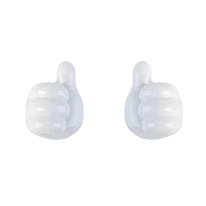 a pair of white ear plugs
