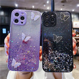 A pair of purple glitter phone cases