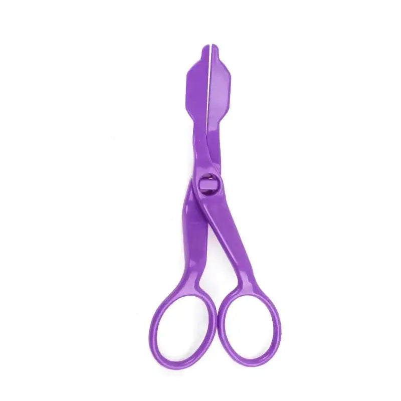 a pair of purple scissors on a white background