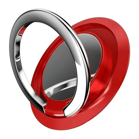 a pair of red and silver rings