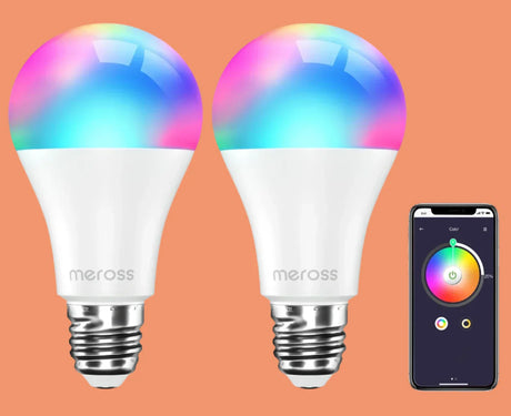 a pair of two smart light bulbs with a remote control