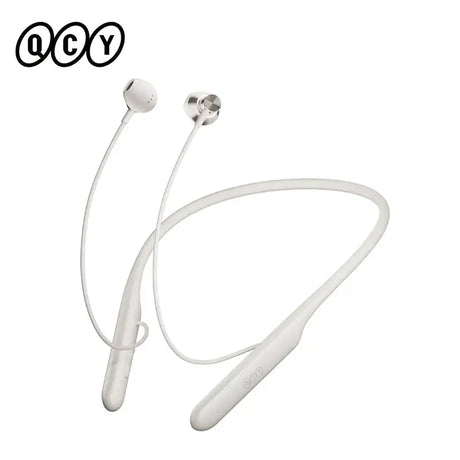 A pair of white earphones