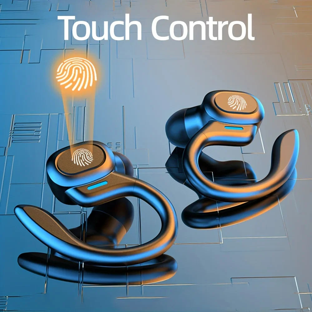 Pair of wireless earbuds with fingerprint sensors for touch control.