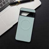 Pale blue smartphone case with a circular design and viewing window.