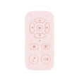 Pale pink remote control with heart-centered directional pad and function buttons.