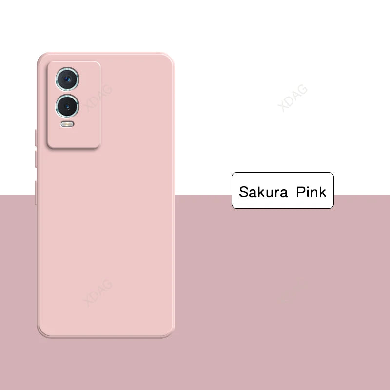 Pale pink smartphone with dual rear cameras.