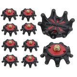 a set of six sprinkler sprinkles with red and black sprinklers