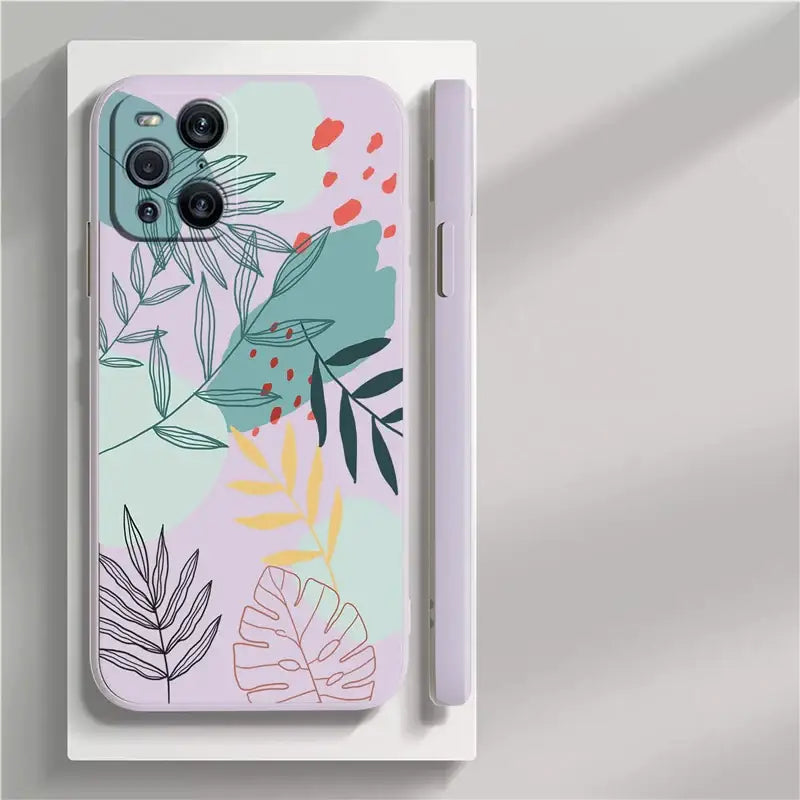 the paste pink & green tropical leaves phone case