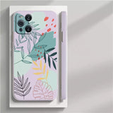 the paste pink & green tropical leaves phone case