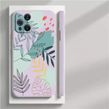 The paste pink & green tropical leaves phone case