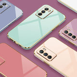 Pastel-colored smartphones with multiple camera lenses arranged in a geometric layout.