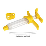 a close up of a yellow plastic tube with a plastic handle
