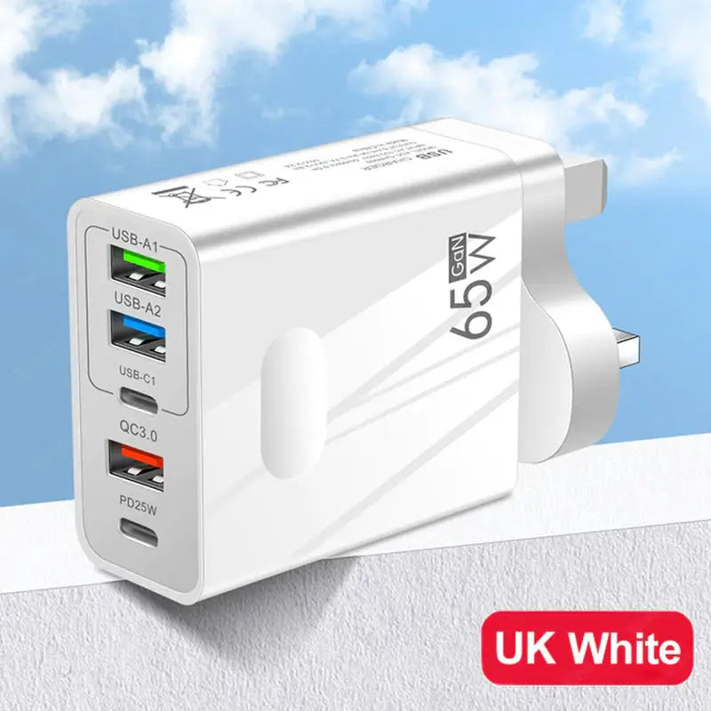 an image of a white power strip with the words uk on it