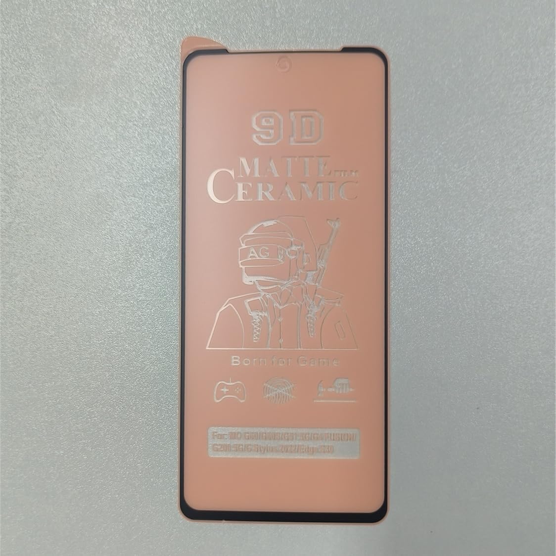 Peach-colored 9D matte ceramic screen protector.