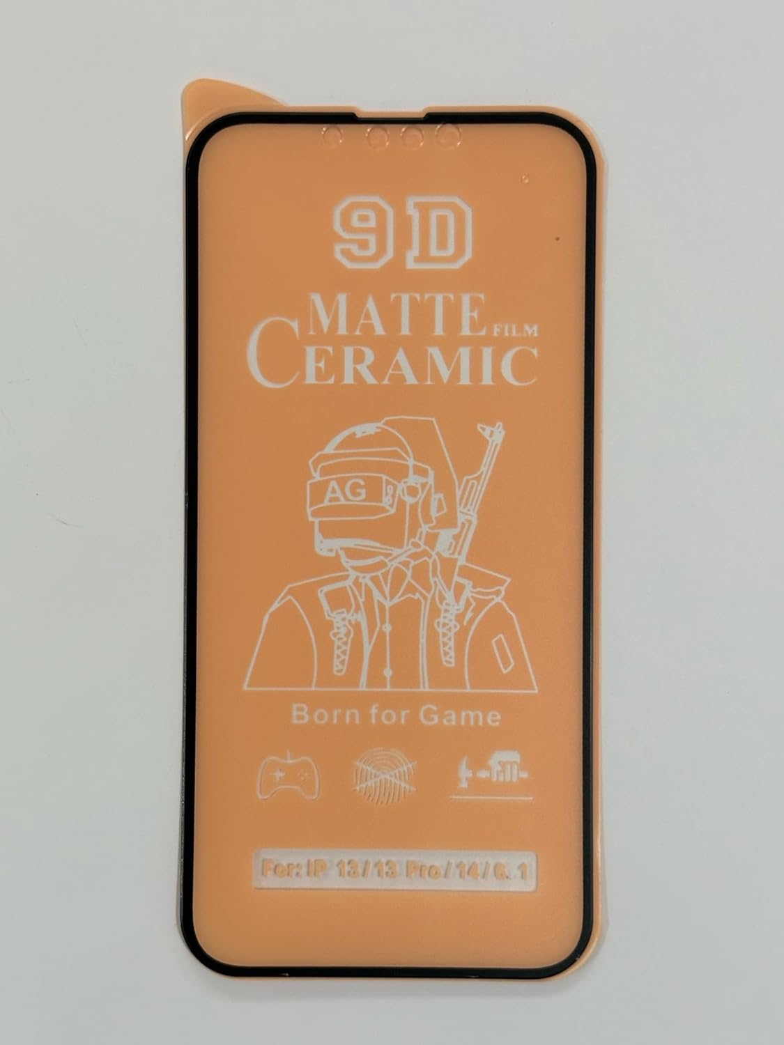 Peach-colored 9D matte ceramic screen protector.