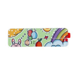 a pencil case with a colorful pattern