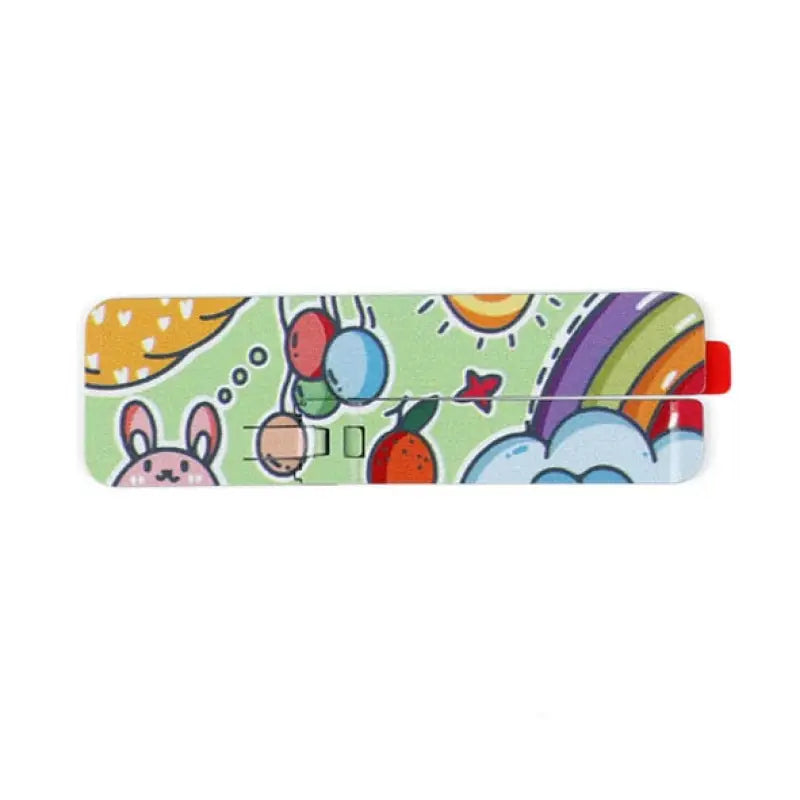 a pencil case with a colorful pattern