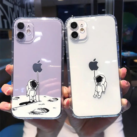 a person holding a phone case with a sticker on it