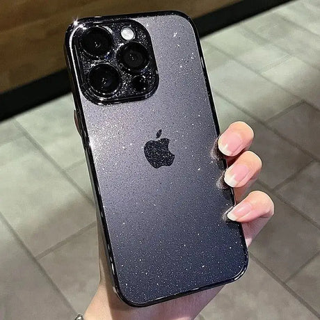 A person holding a black iphone case