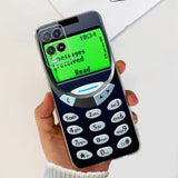 a person holding a cell phone with a green screen