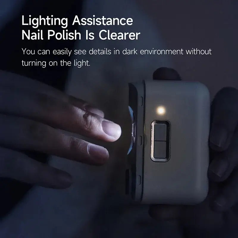 a person holding a cell phone with a light on it